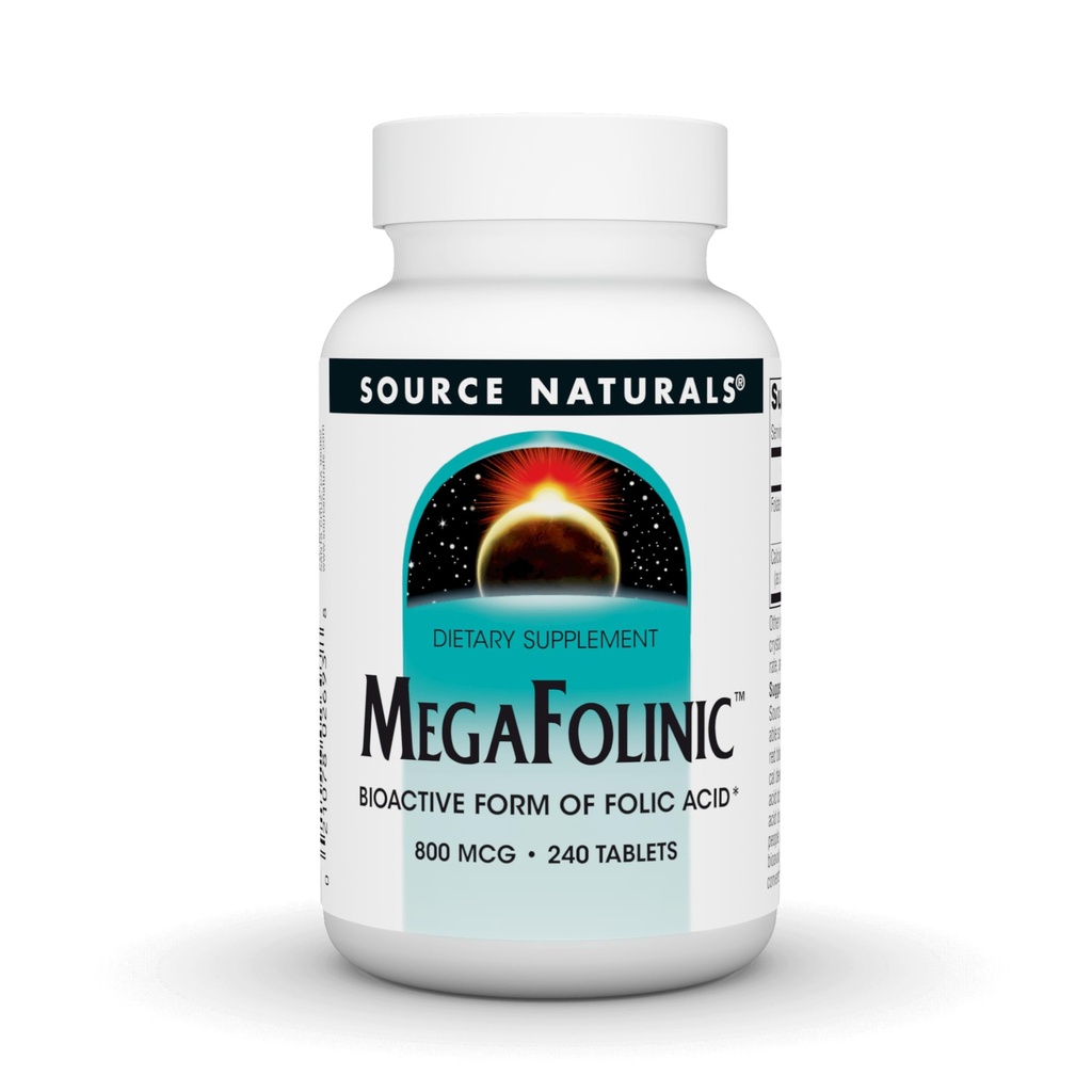 Source Naturals MegaFolinic, Bioactive Form of Folic Acid*, 800 mcg - 240 Tablets