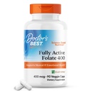 Doctor's Best Fully Active Folate with Quatrefolic400 mcg, Healthy Mood, Memory, Circulation, Well-Being, 90 VC