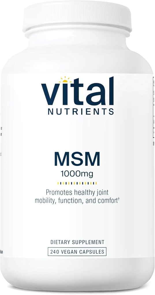 Nutrientes vitales - MSM 1000 mg - Forma natural de azufre orgánico - 240 cápsulas