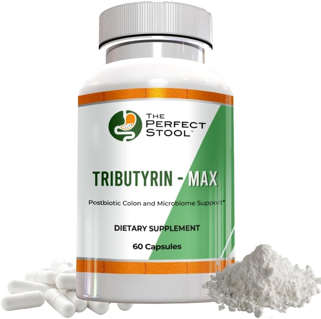 Suplemento de Butyrate Postbiótico Tributyrin-Max; Apoyo a la goma de Bloating, Gas y Leaky; Poops de Wipe perfecta y limpia; 750 mg cápsulas Enteric; 3er partido testó Gluten/Dairy-Free