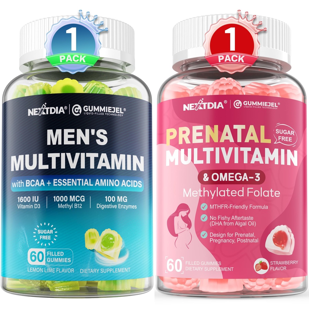Nextdia Men Multivitamin Gummies 60 Count + Prenatal Vitamins Gummies 60 Count