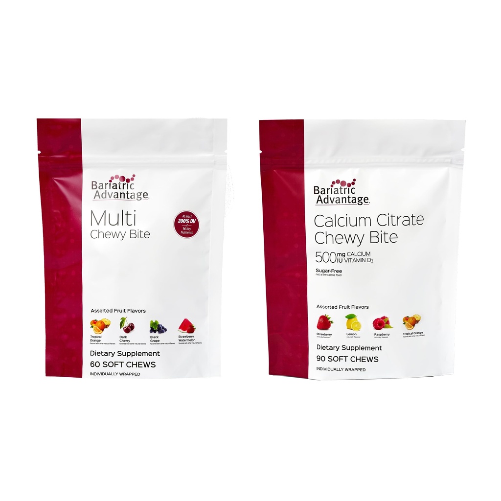 Bariatric Advantage Multi Chewy Bite Multivitamin and Calcium Citrate Chewy Bites 500mg - Assorted Fruit