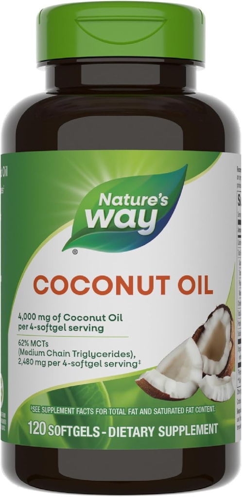 Camino de la Naturaleza Aceite de coco, 62% MCTs(1), Hexane Free, 120 Softgels (Packaging May Vary)