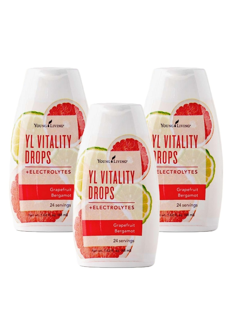Young Living YL Vitality Drops - Grapefruit Bergamot Flavor, 3 pk - Hydration Boost for Workouts - Sports Nutrition Electrolyte Replacement Drink - Sugar-Free