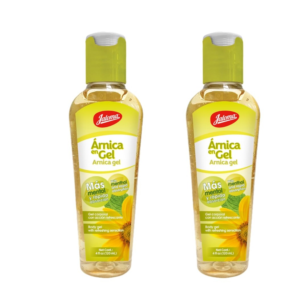 Jaloma Arnica Gel with Menthol, Cooling Topical Gel to Soothe Muscle and Joint Discomfort, 2 Pack of 4 Fl Oz Each Bottle