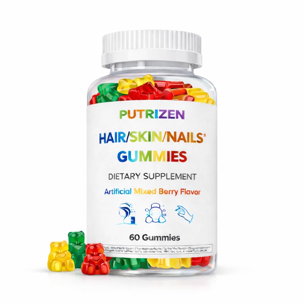 Biotin Hair Skin Nails Gummies: Daily Beauty Supplement for Women Experiencing Stress-Related Hair Thinning, Supports Strong Nails & Healthy Skin, 60 Count, Strawberry Flavor