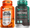 Herbtonics Multi Collagen Gummies Type 1,2,3,5 & 10 with Biotin for Hair Growth, Skin, Nails - Prostate Support Supplement for Men's Health | with Saw Palmetto Beta Sitosterol & Less Urination