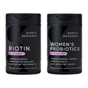 Sports Research® Beauty from Within Pack - Biotin 10,000mcg with Organic Coconut Oil + Daily Women's Probiotics 65 Billion CFU