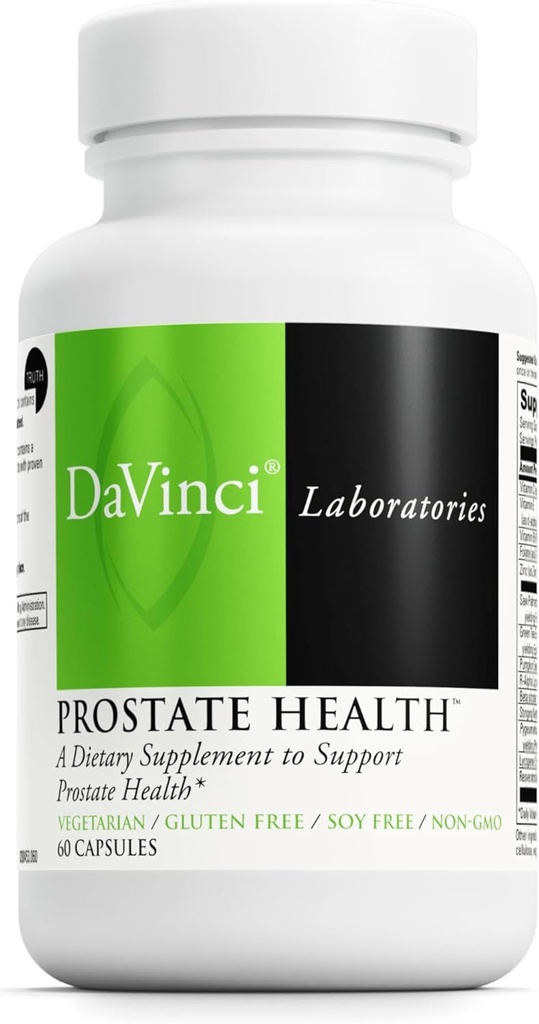 DAVINCI Labs Prostate Health - Ayuda a apoyar la próstata, la salud de los hombres urinarios con Saw Palmetto, Zinc, Green Tea Extract &amp; More* - 60 cápsulas vegetarianas (30 servidos)