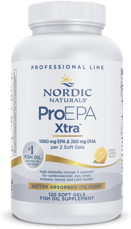 Naturales nórdicos ProEPA Xtra, Lemon - 120 Gels blandos - 1640 mg Omega-3 - Fórmula de EPA de alta intensidad para el humor positivo, la salud cardíaca y la función celular - No GMO - 60 Servimientos