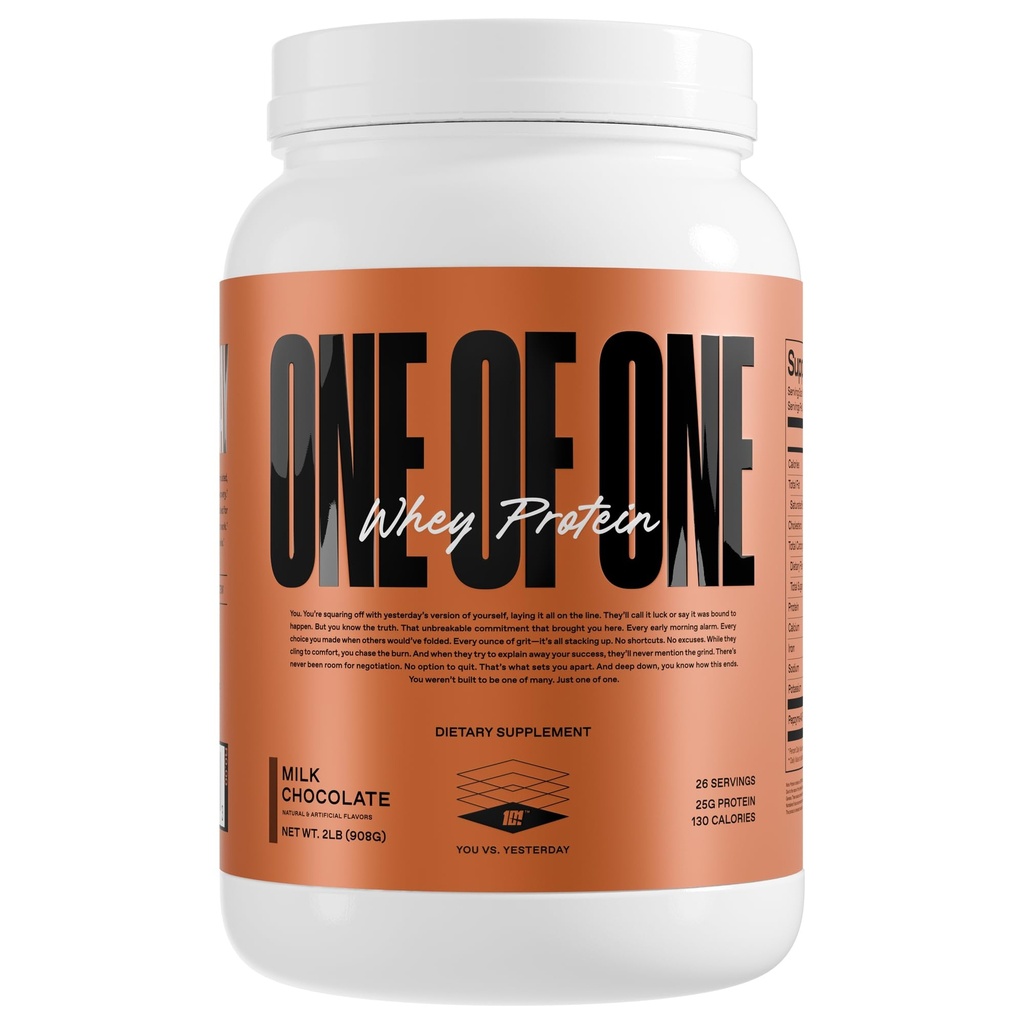 ONE OF ONE Whey Protein Powder – 25g Whey Protein Concentrate with Digestive Enzymes, Gluten Free, Low Carb, Post-Workout Recovery – Milk Chocolate Flavor, 2lb