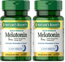 Nature's Bounty Melatonin, Promotes Relaxation & Sleep, 100% Drug Free Sleep Aid, 3 mg, 120 Quick Dissolve Tablets (Pack of 2)