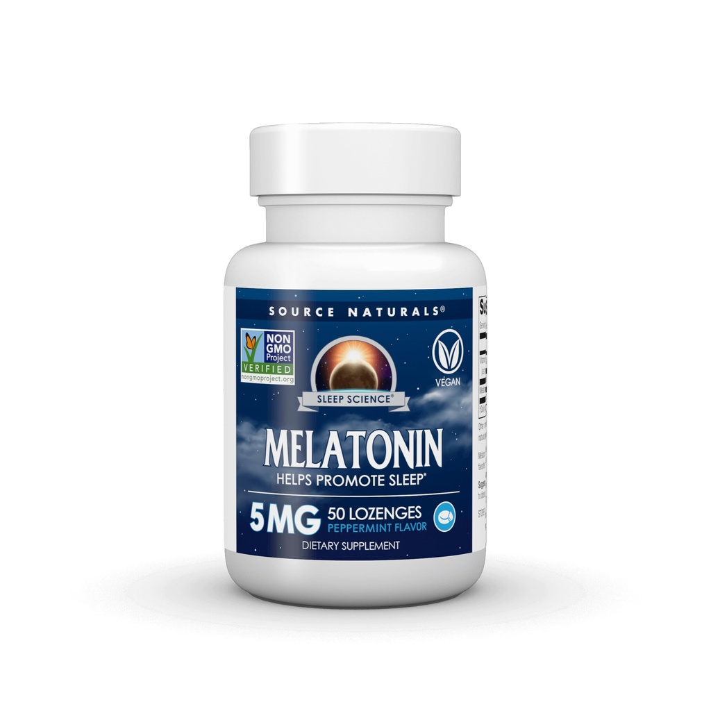Source Naturals Melatonin, Helps Promote Sleep* - 5 mg - 50 Peppermint Flavored Lozenges