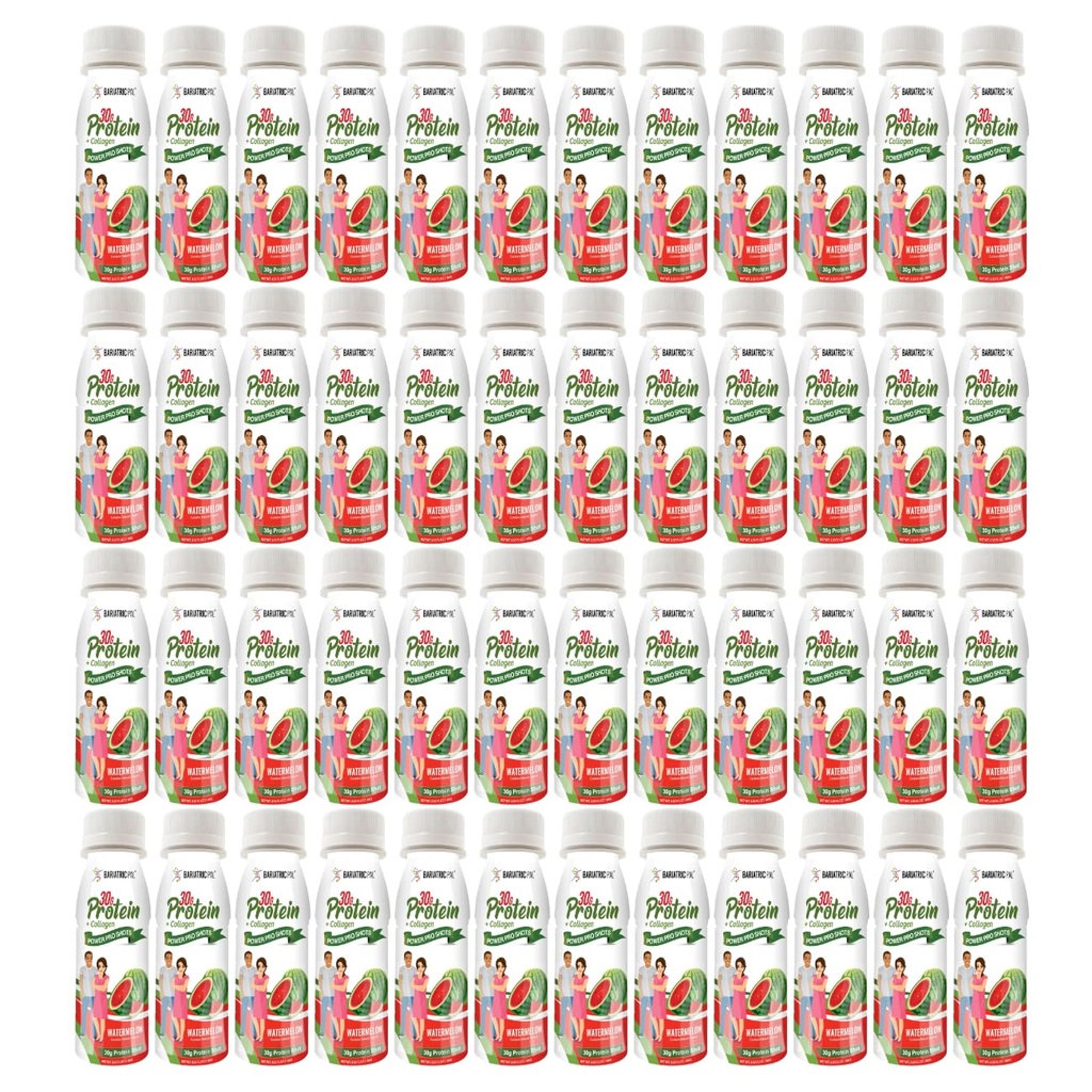 BariatricPal 30g Whey Protein & Collagen Sugar-Free Power Pro Shots - Watermelon (48 Bottles)