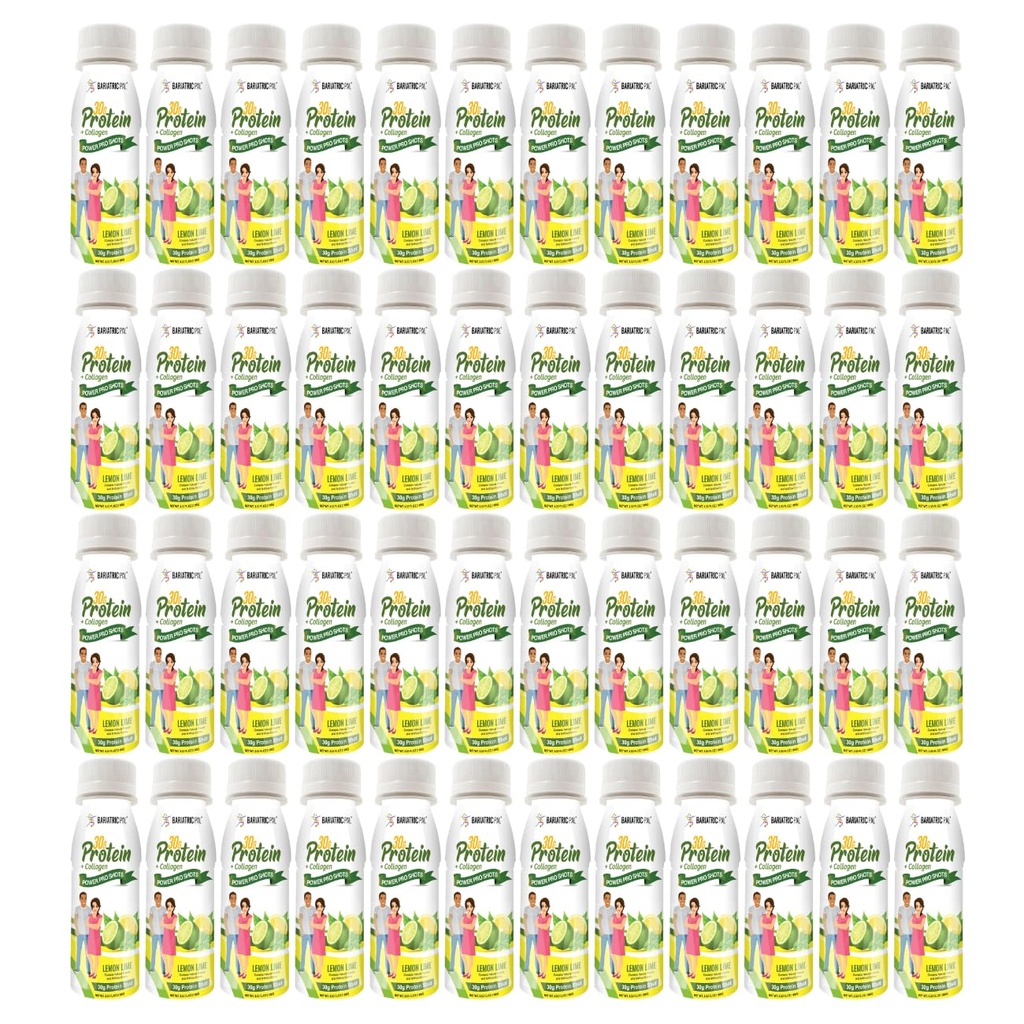 BariatricPal 30g Whey Protein & Collagen Sugar-Free Power Pro Shots - Lemon Lime (48 Bottles)