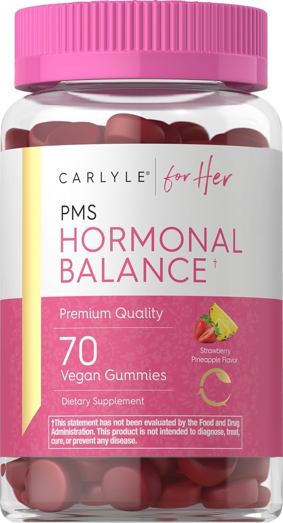 Carlyle Hormonal Balance for Women ' PMS Supplement TEN 70 Gummies ← Complejo de vitaminas Silencio con Iron TEN Vegan, Non-GMO, Gluten Free ← para Her