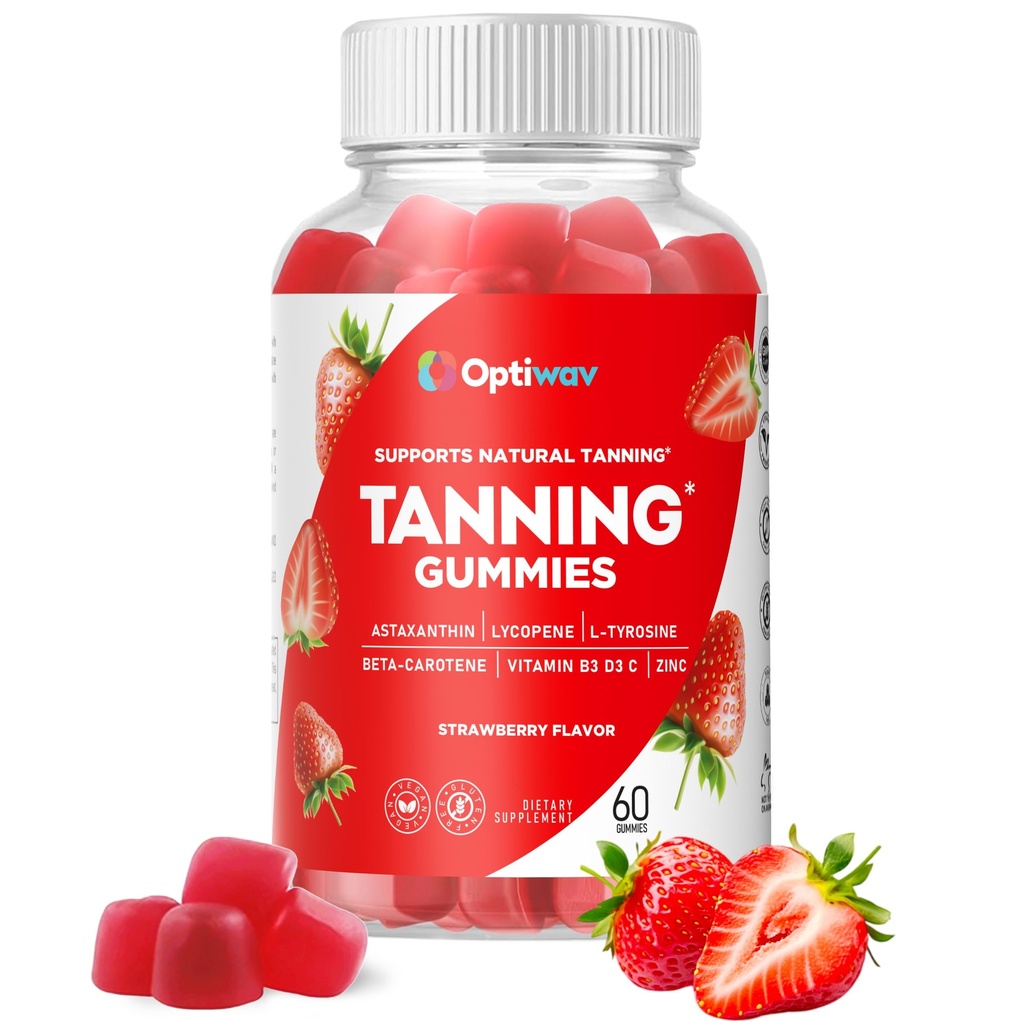 Tanning Gummies for Women - Self Tan Supplement That Work Fast Without Sun - Daily Chews with Beta Carotene Astaxanthin Lycopene Vitamins for Skin Health Glow Up Sunless Tan - Vegan Sugar Free