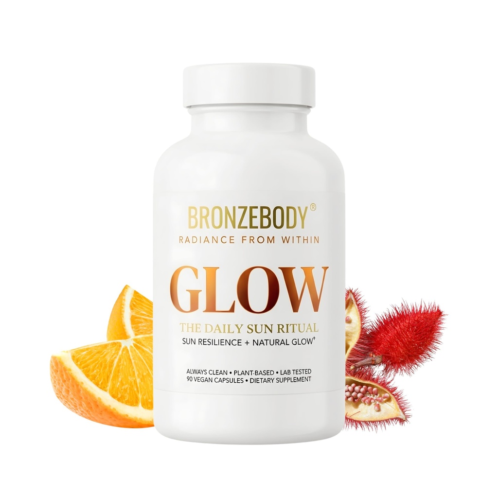 Bronzebody® Daily Photonutrition 1 Month Supply – Sun Resilience + Natural Glow with Beta Carotene, Lycopene, Astaxanthin, Urucum, Vitamin C for Hydration & Antioxidant Support – 90 Vegan Capsules