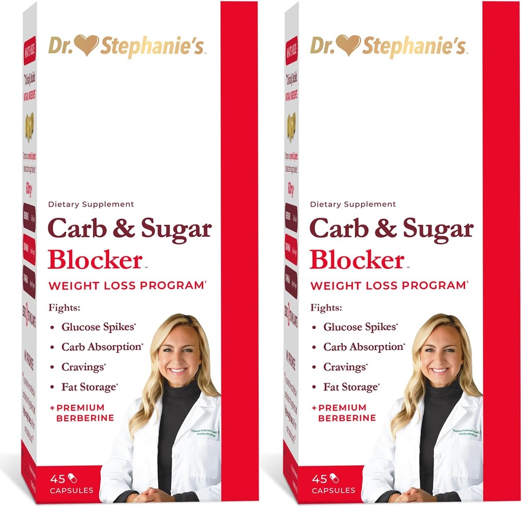 Dr. Stephanie's Mealtime Carb & Sugar Blocker - Reducir Carbs Digested &amp; Sugars, Stimulant-Free (2 Pack)