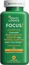 Health Logics Focus! - Suplemento cerebral de memoria, claridad, concentración con escotilla, Ginkgo Biloba, Alpha GPC, Phosphatidylserine, Bacopa Monnieri l 60 capsules l Non-GMO