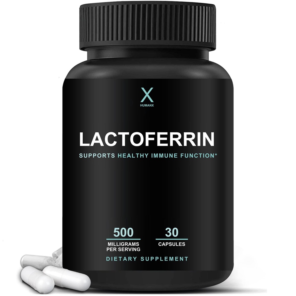HUMANX Lactoferrin 500mg - Powerful Serving Size (Gluten Free, Non GMO, Soy Free Supplements) - A Component in Colostrum - USA Made, Supports Healthy Immunity, Iron Utilization & Absorption