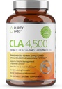 Laboratorios de pureza CLA Suplementos 4500MG - Aceite de girasol no GMO - Apoya Energía, Pérdida de Peso, Salud del Corazón y Salud Musculo - 180 geles suaves