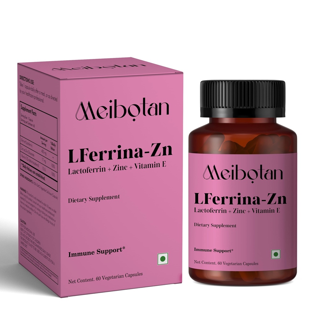 Lacto-Ferrina with Zinc 400 mg - Higher Absorption - for Zinc Iron & Vitamin E Absorption & Immune Function - Lactoferrin Supplements for Adults - 60 Counts