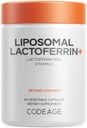 Codeage Liposomal Lactoferrin Supplement - Bovine Lactoferrin 300 mg and Vitamin C - Liposomal Delivery, Non-GMO - 60 Capsules