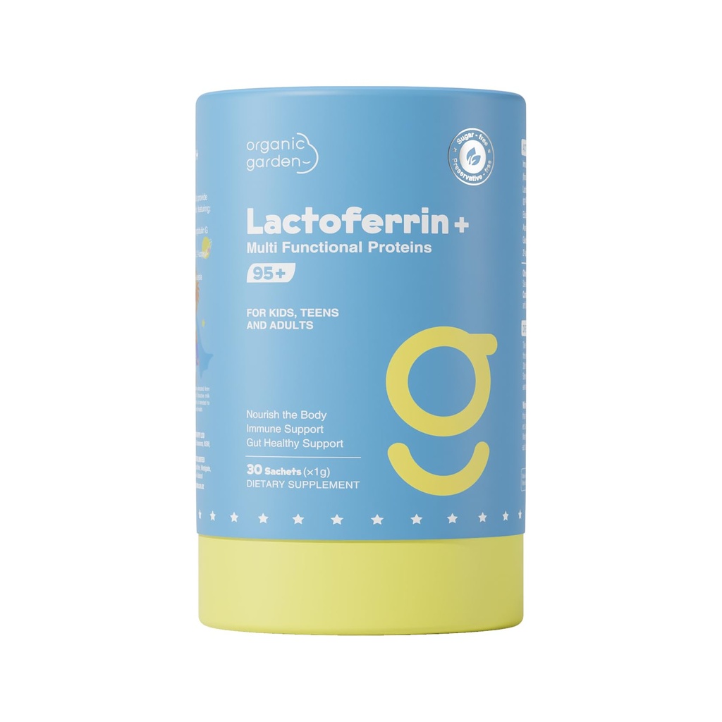 Organic Garden Lactoferrin 300mg with IDP® Bioactive Proteins - 30 Sachets - Dietary Supplement for Immune & Gut Health Support - Sourced from New Zealand, Non-GMO, Gluten Free (1)
