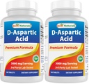 Best Naturals D Aspartic Acid (DAA) 3000mg per Serving - Non-GMO & Gluten Free - 180 Tablets (Pack of 2)