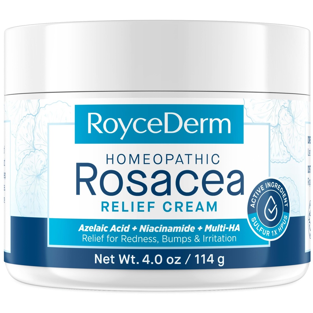 Roycederm Rosacea Treatment for Face with Azelaic Acid – Redness Relief & Corrector – Sensitive Skin Moisturizer for Redness, Bumps & Irritation with & Sulphur, Niacinamide, Centella & Ceramides