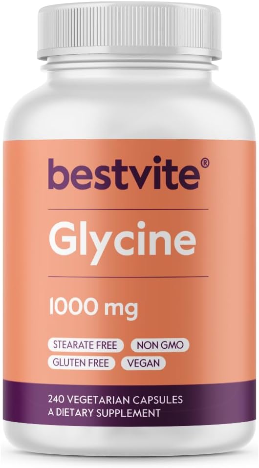 Glicina mejorVITE 1000mg por cápsula (240 cápsulas vegetarianas) - No Stearates - Vegan - No GMO - Gluten Gratis