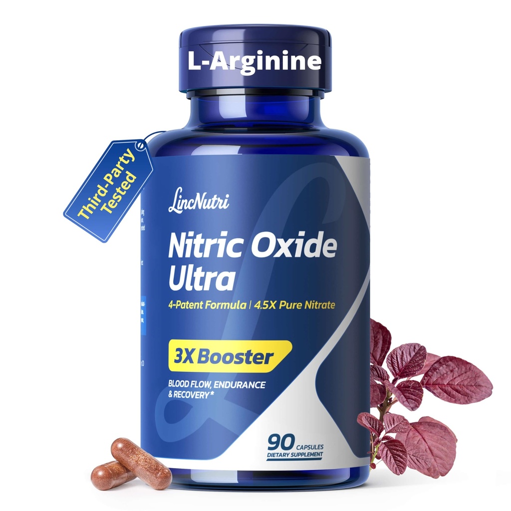 Nitric Oxide Supplements for Men, l Arginine Supplements 1550mg, L-Citrulline -L-Arginine Supports Heart Health & Blood Flow & Circulation , Nitric Oxide Booster, 90 Capsules.