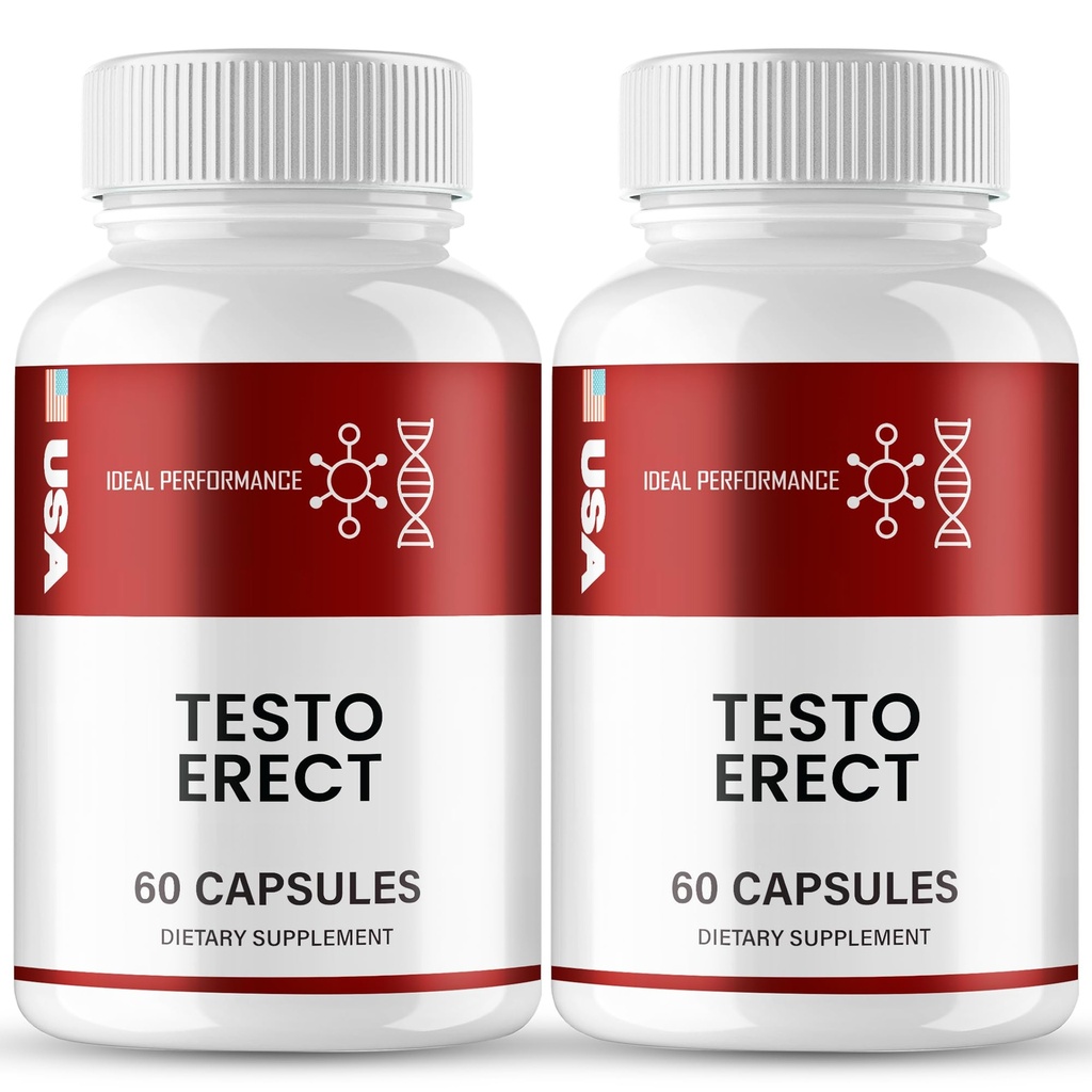 TestoErect Capsules, Advanced TestoErect Supplement Pills - Maximum Strength, All Natural Performance, Stamina & Energy Support, Testo Erect Overall Wellness Formula Reviews (2 Pack)