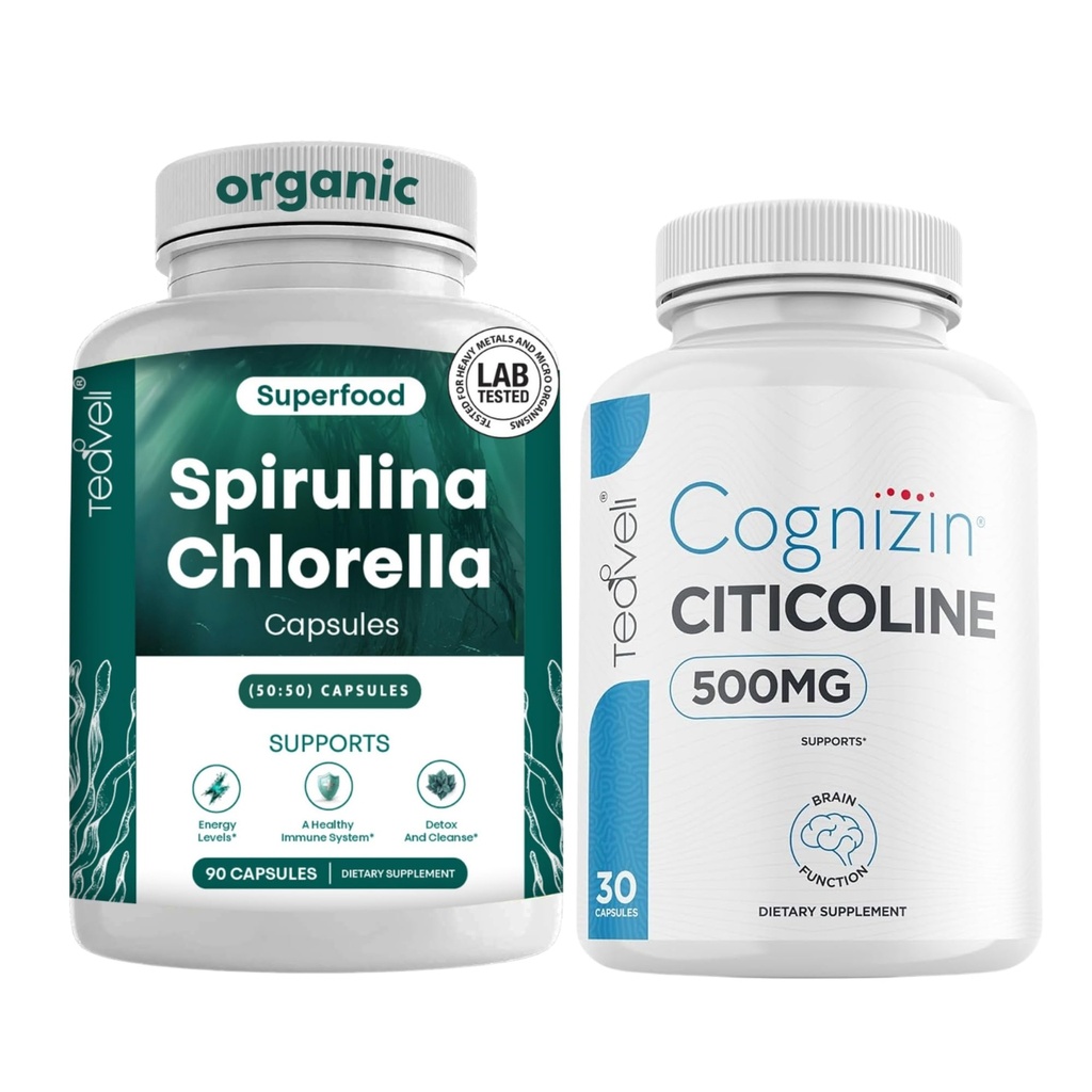 Teaveli Citicoline with Spirulina Chlorella Bundle