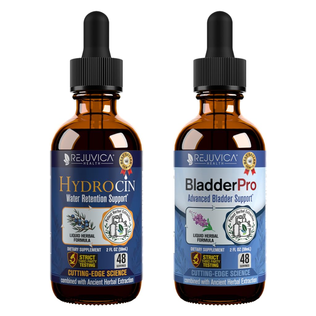 Rejuvica Health Hydrocin + BladderPro Bundle - Diuretic Water Retention & Bladder Support Supplements - Advanced Liquid Delivery