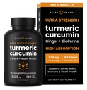 Turmeric Curcumin - 3,120 mg Complex with Ginger & Black Pepper Extract - 95% Curcuminoids - Extra Strength Turmeric Supplement for Joint Health, Brain, Heart & Immune Support - 180 Turmeric Capsules