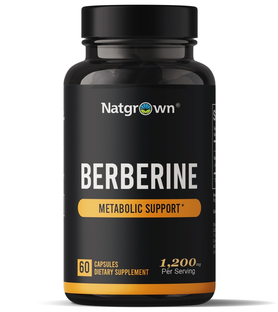Natgrown Berberine Supplement - Berberine HCl 1200 mg Per Serving - Vegan, Gluten Free, Non-GMO - 60 Capsules