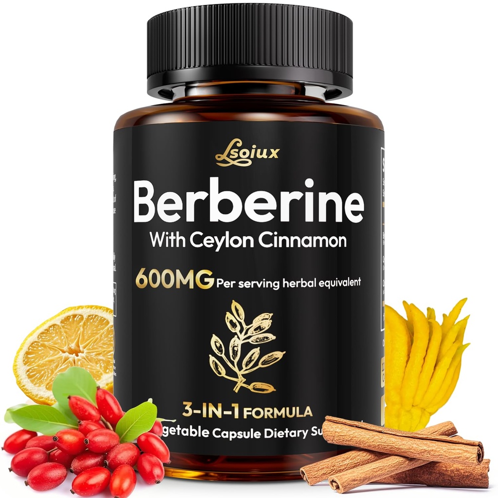Berberine Supplement with Ceylon Cinnamon, Metabolic Support Formula for Daily Balance, Liposomal Berberine for GLP-1 Lifestyle Support, 600mg, Vegan, Non-GMO, 120 Capsules