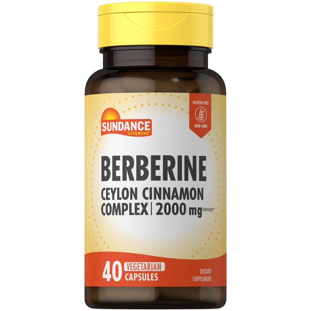 Sundance Berberine with Ceylon Cinnamon | 40 Capsules | Vegetarian, Non-GMO & Gluten Free Supplement