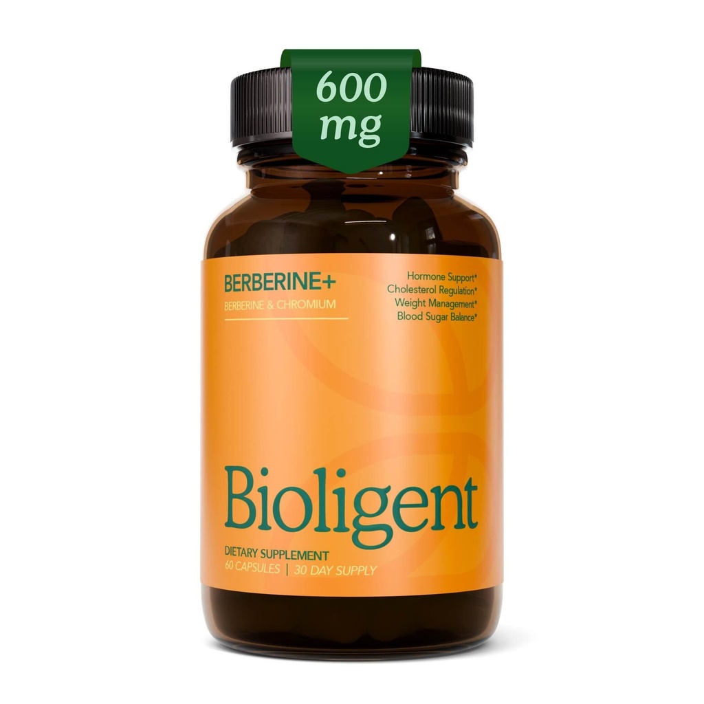 Berberine+ HCI 600mg Supplement, Supports Heart Health, Cholesterol & Blood Sugar with Chromax Chromium, Vegan Capsules, Non-GMO, Gluten Free, 60 Capsules, 30 Day Supply