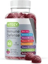 Viteey Multivitamin Gummies 8 in 1 Immune Support Supplement with Probiotics - Immune Boosters for Adults &amp; Teens - Vegetarian, Gelatin Free, GMO Free - Chewable Berry Flavored Pectin Immune Defense