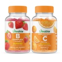Complejo B Lifeable + Vitamina C 750mg, Gummies Bundle - Gran Tasting, Suplemento de vitamina, Gluten Gratis, GMO Gratis, Chewable