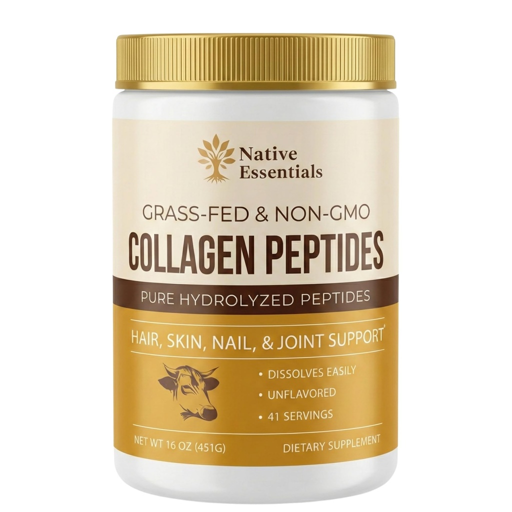 Multi Collagen Peptides Powder Grass Fed - Hydrolyzed Type I III - Hair Skin Nails Joints - 16oz