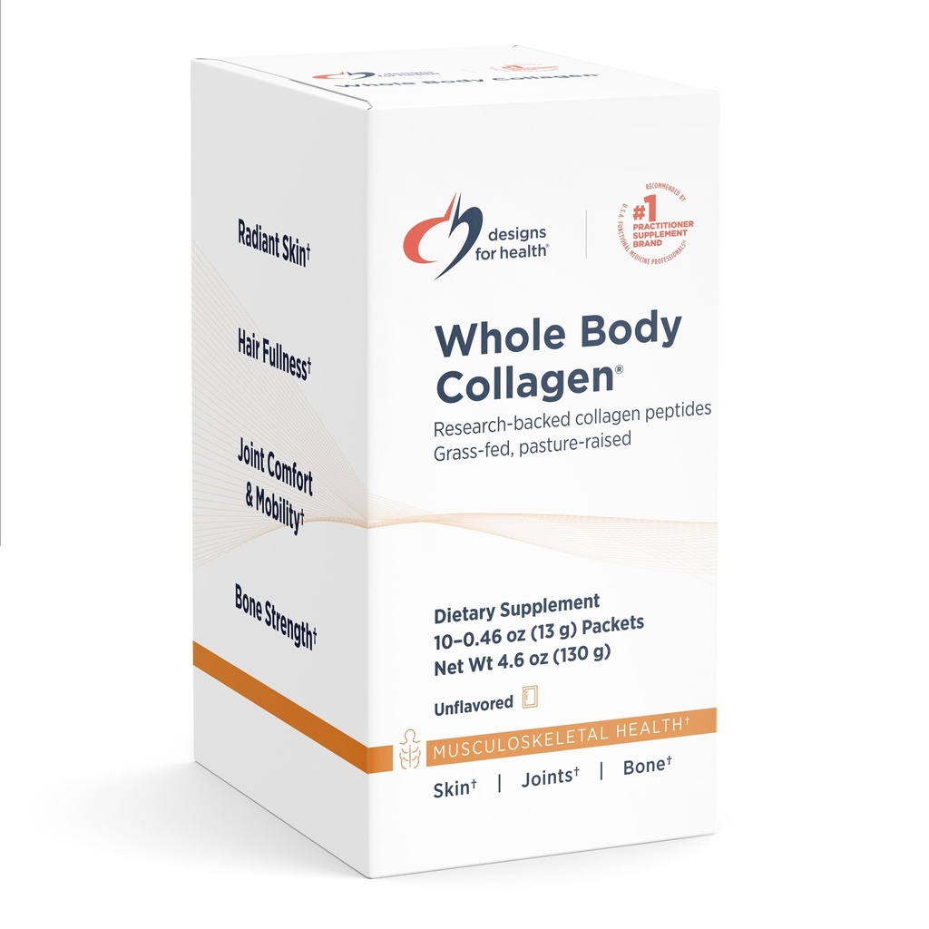 Designs for Health Whole Body Collagen Powder - Hydrolyzed Collagen Peptides Powder for Skin, Joint + Bone Health - Fortigel, Fortibone & Verisol Collagen for Women & Men, Unflavored (10 Packets)