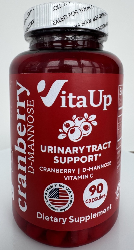 VitaUp D-Mannose Supplements for Women – USA Made D-Mannose with Cranberry & Vitamin C – Cranberry Pills for Women for Urinary Tract & Bladder, Immune Support – 90 Vegan Capsules
