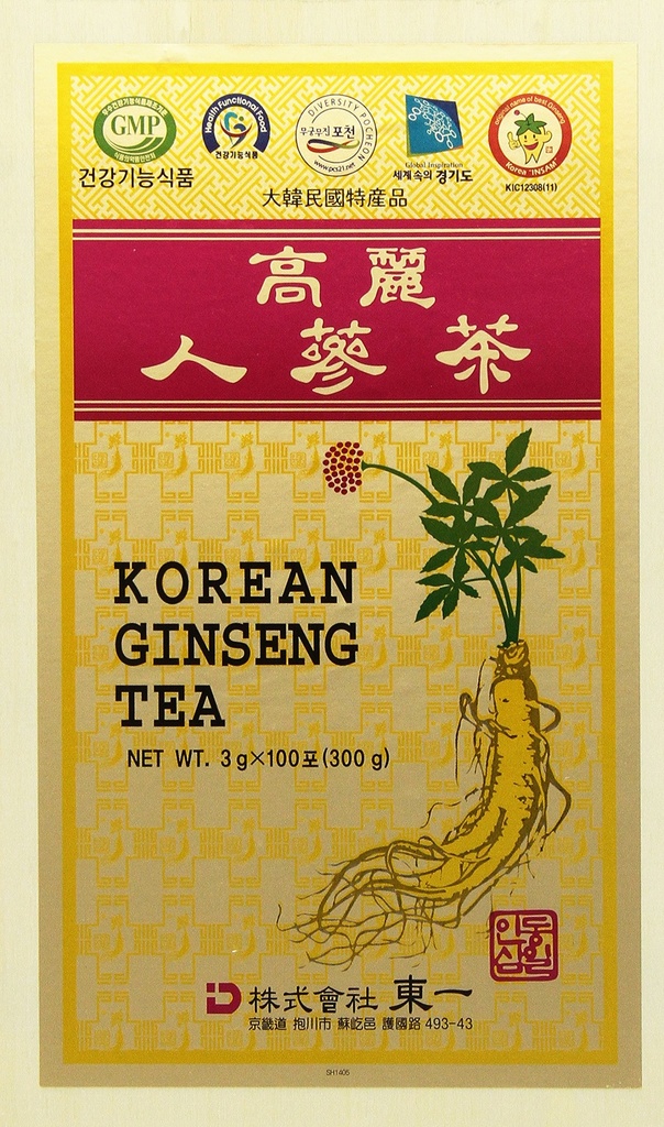 Té de Ginseng coreano en caso de madera 0.10oz(3g) x 100 Packets