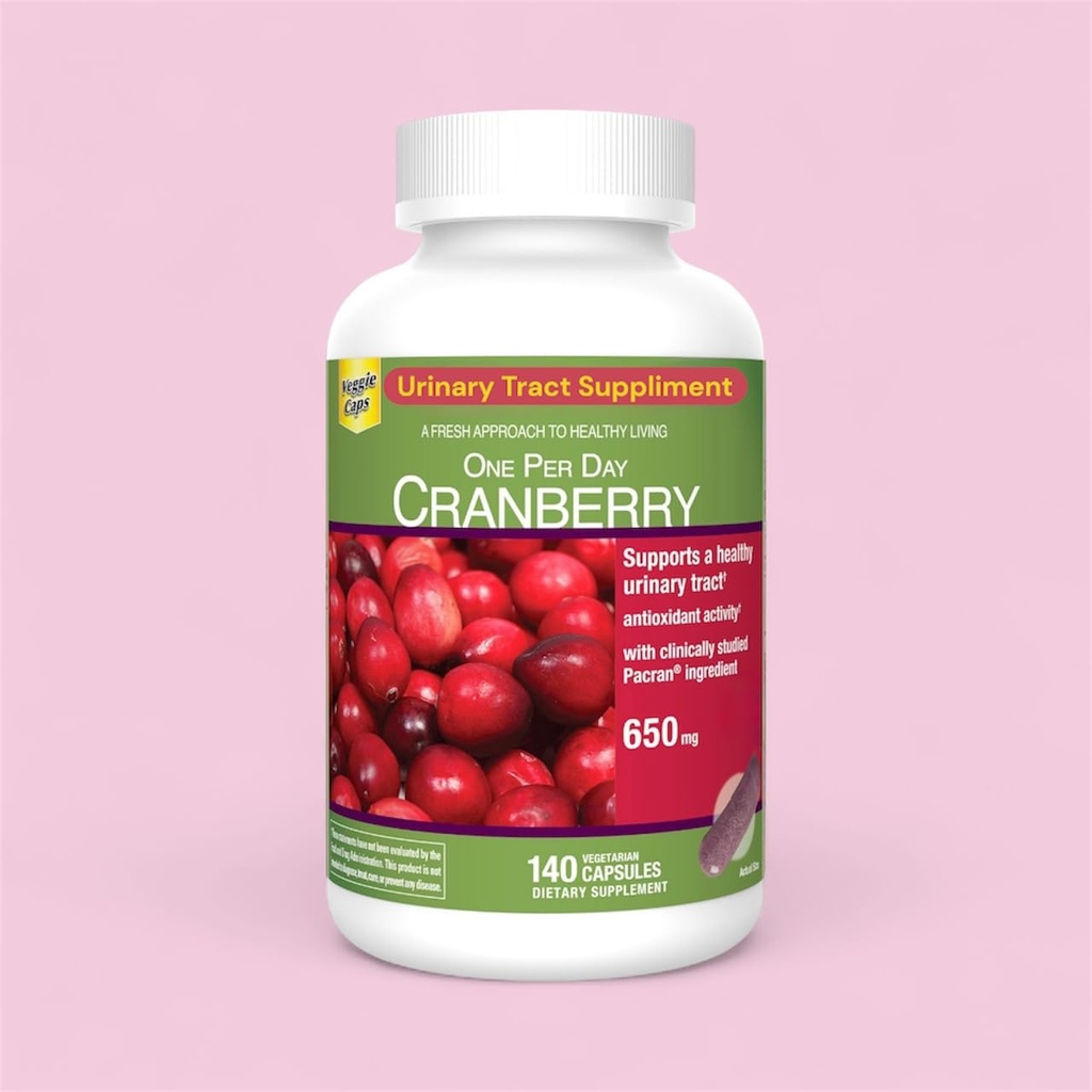 Cranberry Urinary Tract Dietary Suppliment Support,650mg, 140 Vegetarian Capsules, One Veggie Capsule per Day (1 Pack)