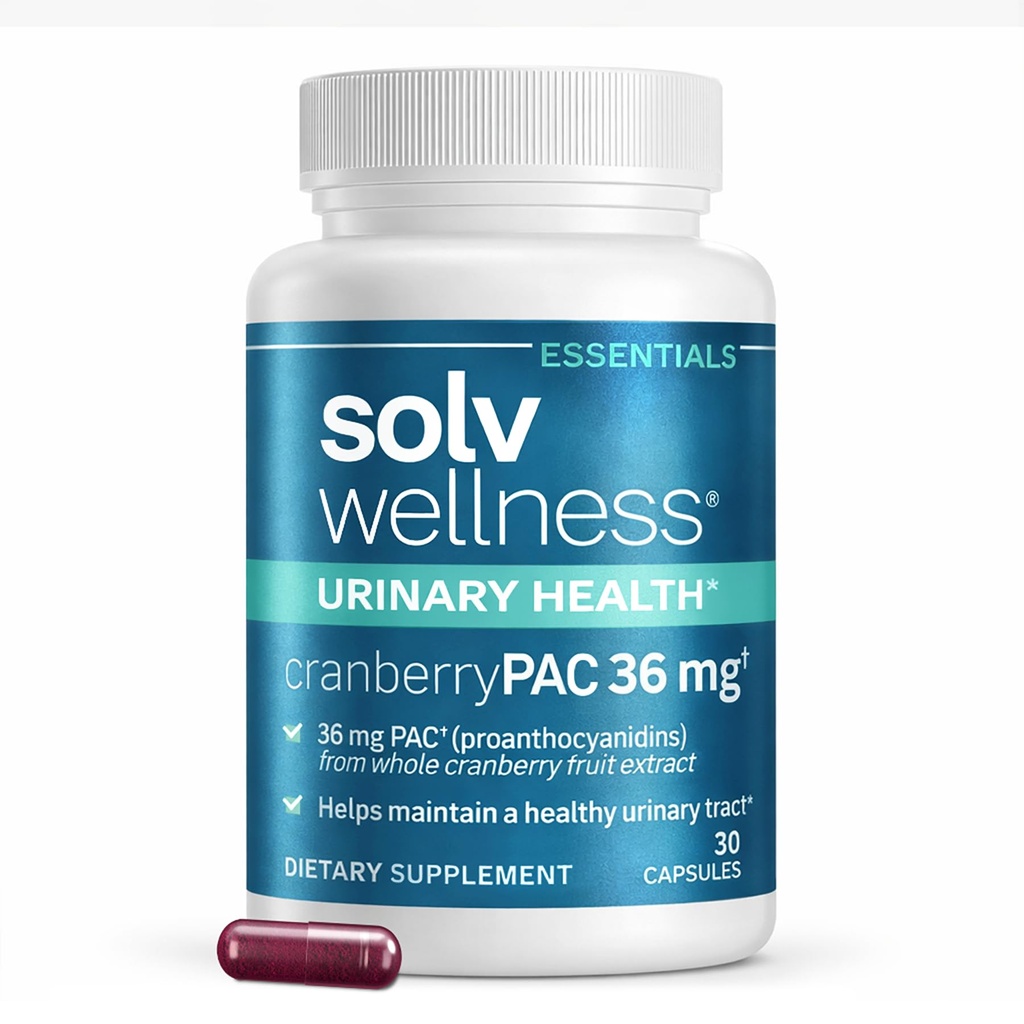Solv Wellness Urinary Health 36 mg Cranberry PAC – Whole Cranberry Fruit Extract, Daily Urinary Tract Health Support, 30 Capsules