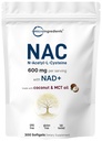 Micro Ingredients NAC Supplement 600mg with NAD+ & Coconut Oil, 300 Softgels | 2-in-1 N Acetyl L Cysteine Plus Nicotinamide Forms | NAD Supplements for Women & Men | Non-GMO, Gluten Free